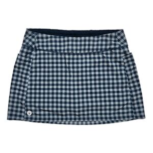 Smartwool Women's Twilight Blue Gingham Plaid Wool Sport Lined Skort Skirt Small
